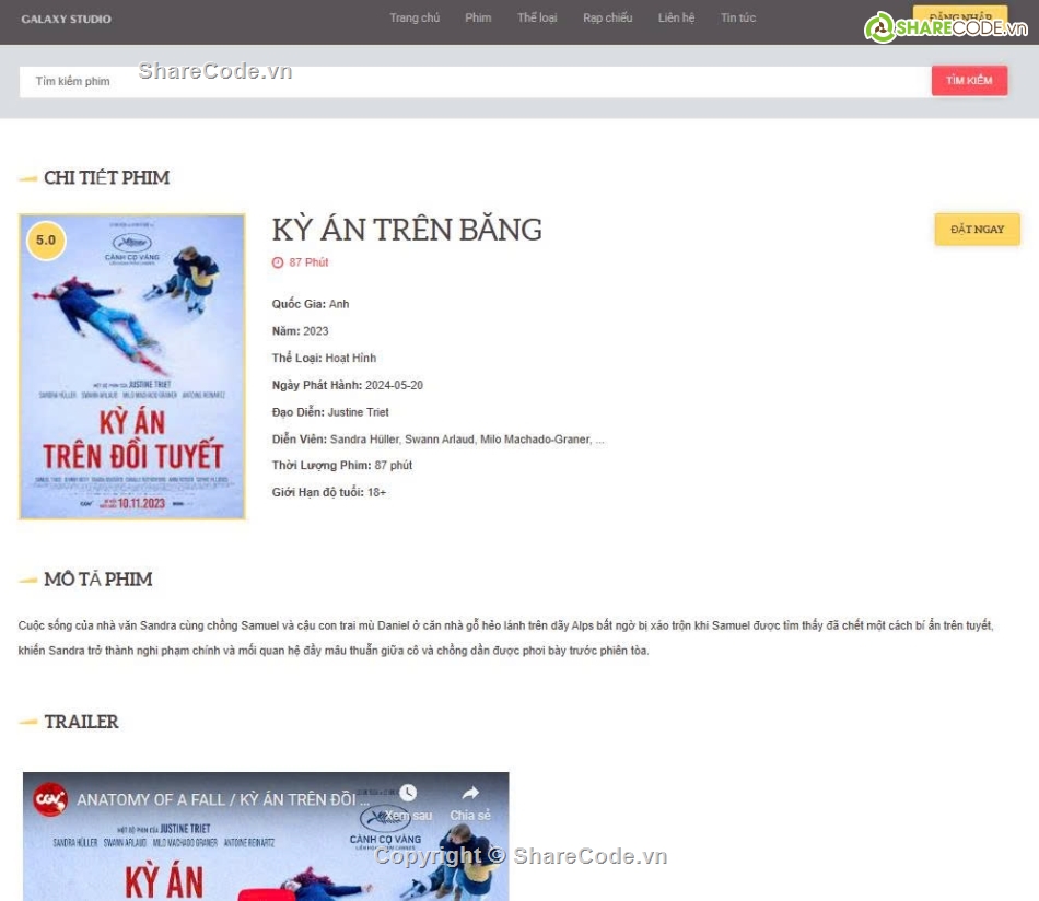 Web xem phim php,Code web đặt vé xem phim php thuần,Code web đặt vé xem phim full chức năng